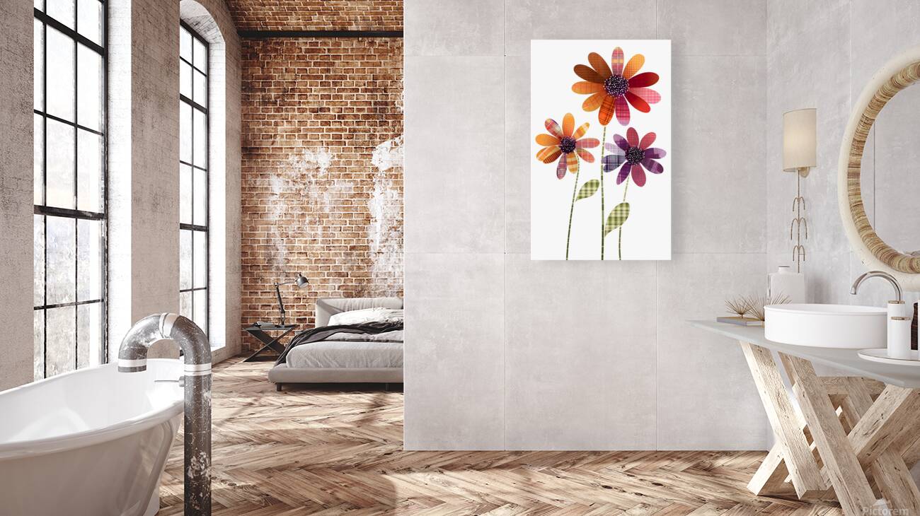 Plaid Botanica 17 - Contemporary Floral Pattern Art Prints Reproduction