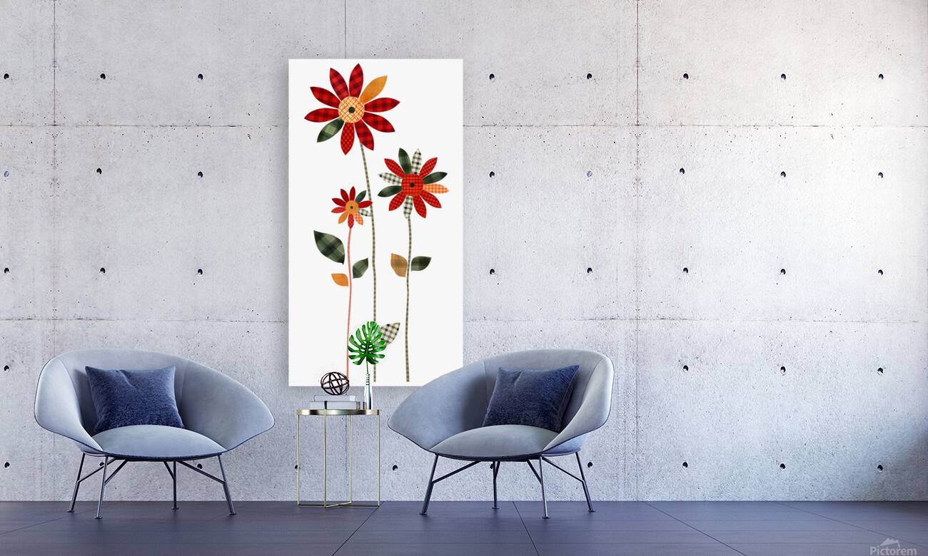 Plaid Botanica 13 - Retro Floral Art Prints Reproduction
