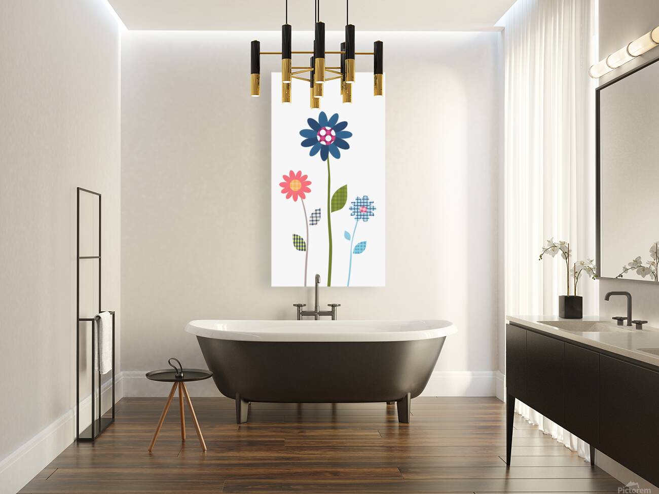 Plaid Botanica 12 - Contemporary Floral Art Prints Reproduction