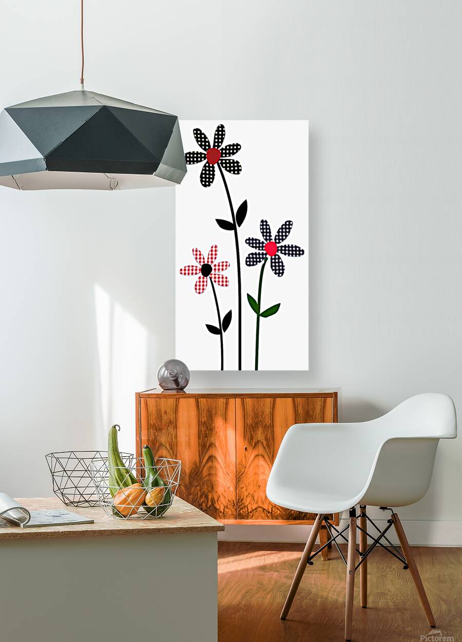 Plaid Botanica 8 - Contemporary Floral Pattern Art Prints Reproduction