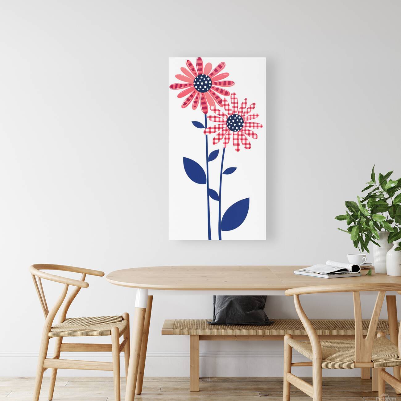 Plaid Botanica 6 - Graphic Floral Art Prints Reproduction