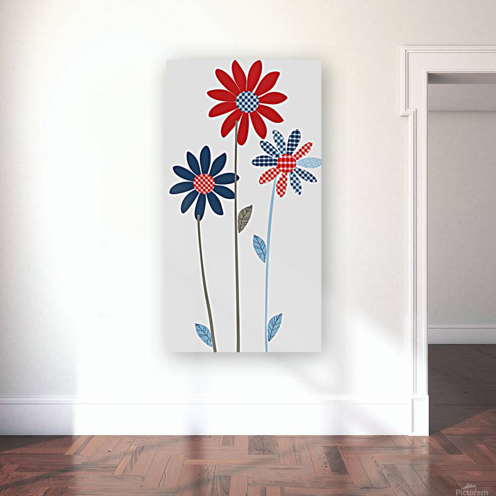 Plaid Botanica 9 - Retro Floral Art Prints Reproduction