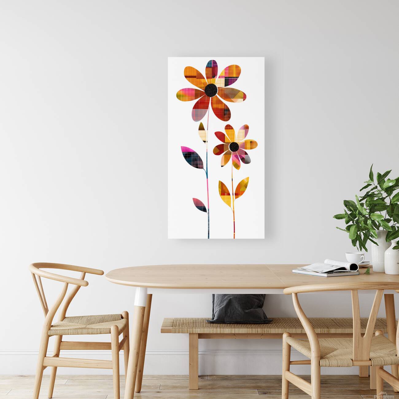 Plaid Botanica 15 - Contemporary Floral Pattern Art Prints Reproduction