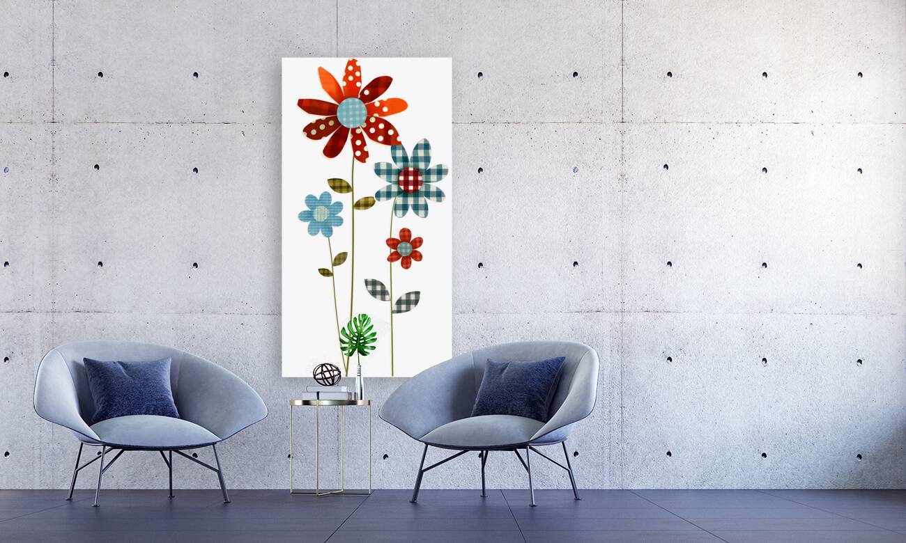 Plaid Botanica 20 - Graphic Floral Art Prints Reproduction