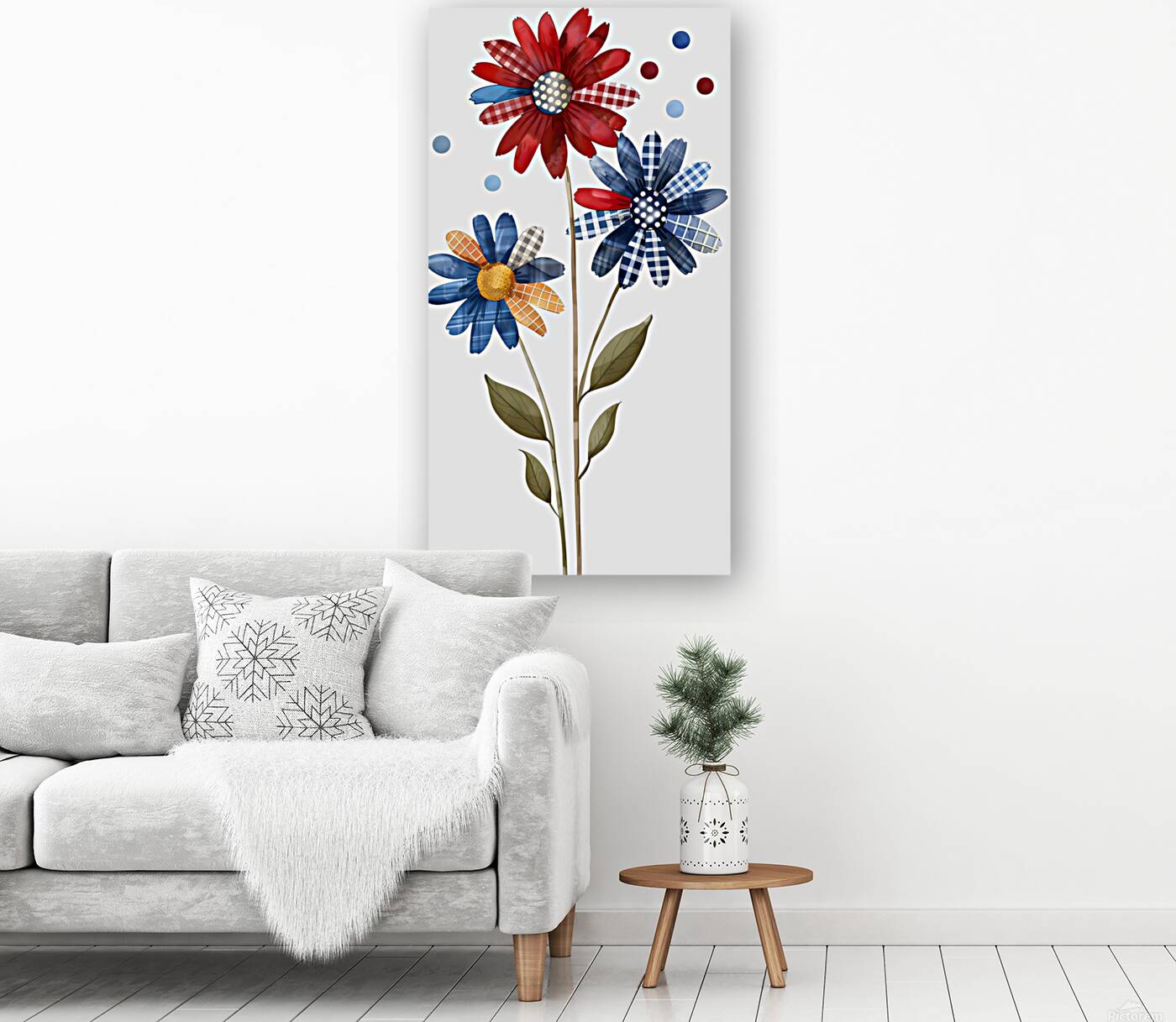 Plaid Botanica 7 - Retro Floral Art Prints Reproduction