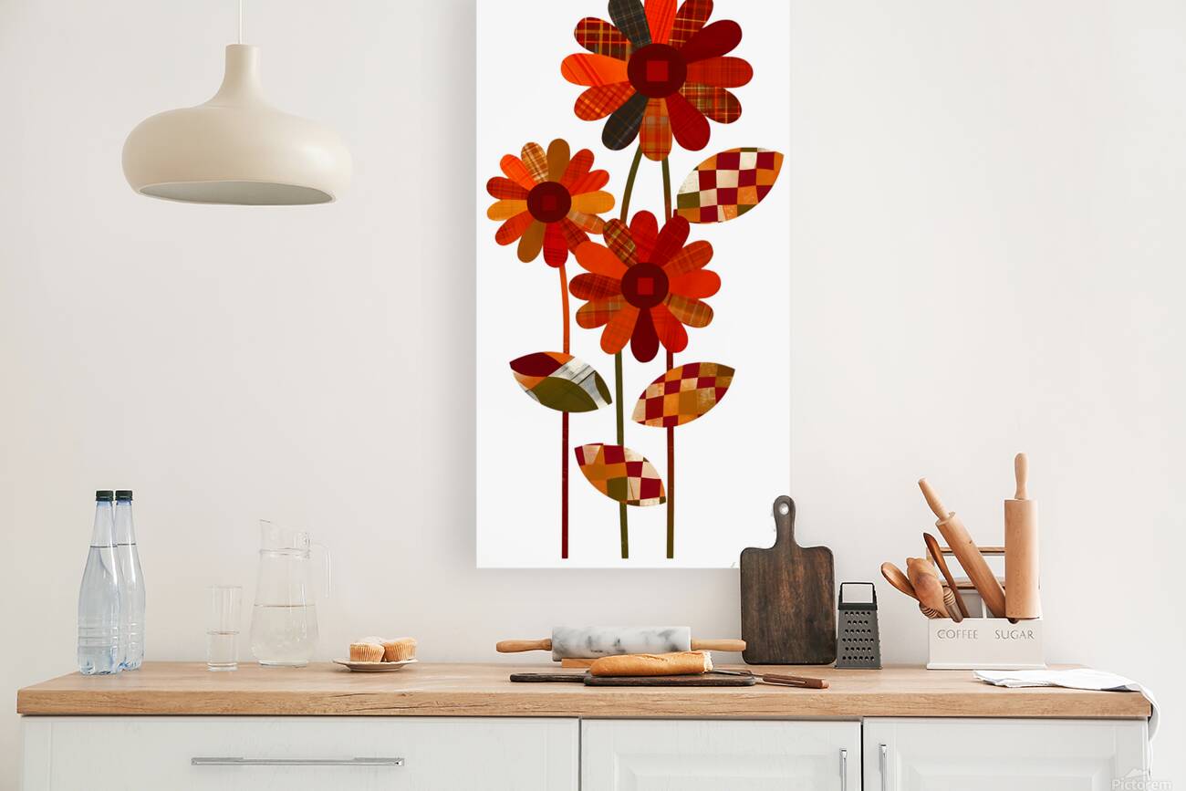 Plaid Botanica 3 - Contemporary Floral Art Prints Reproduction