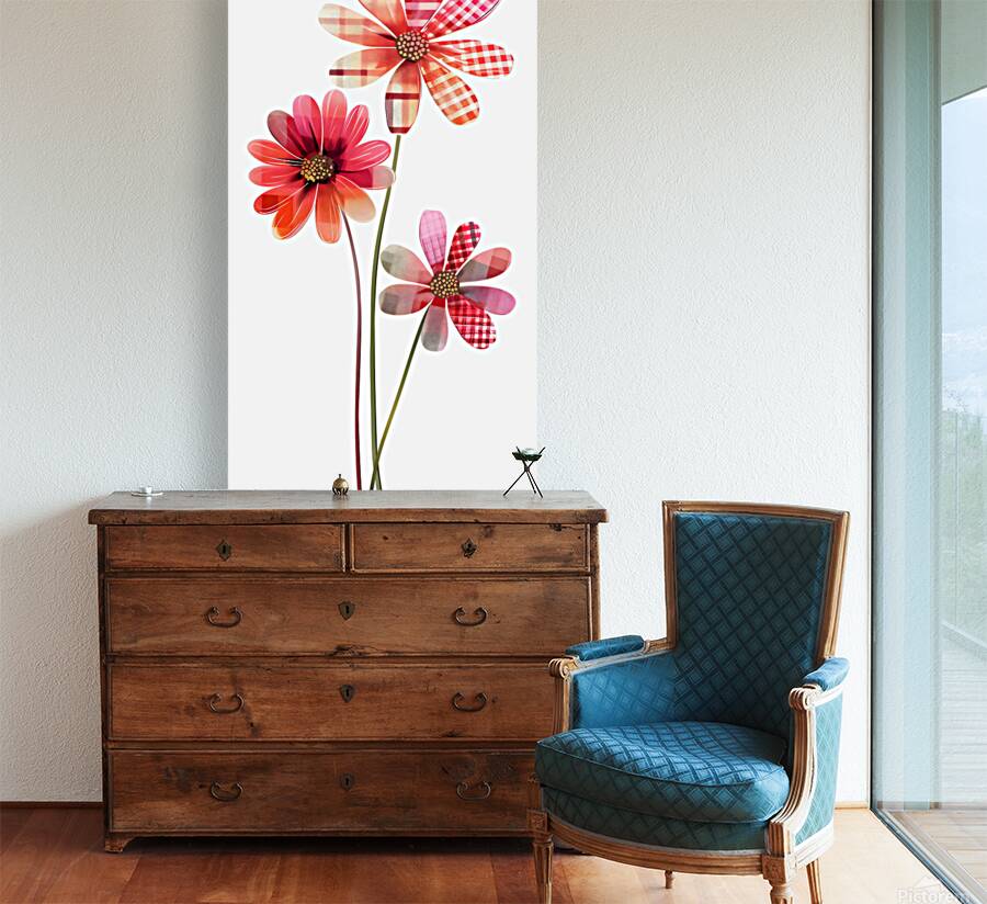 Plaid Botanica 4 - Contemporary Floral Art Prints Reproduction