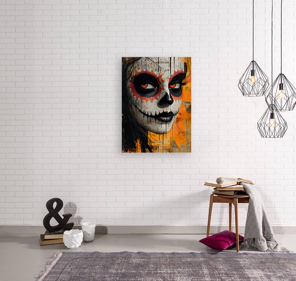 La Calavera Vigilante - The Watchful Skull - Dia de los Muertos Art Prints Reproduction