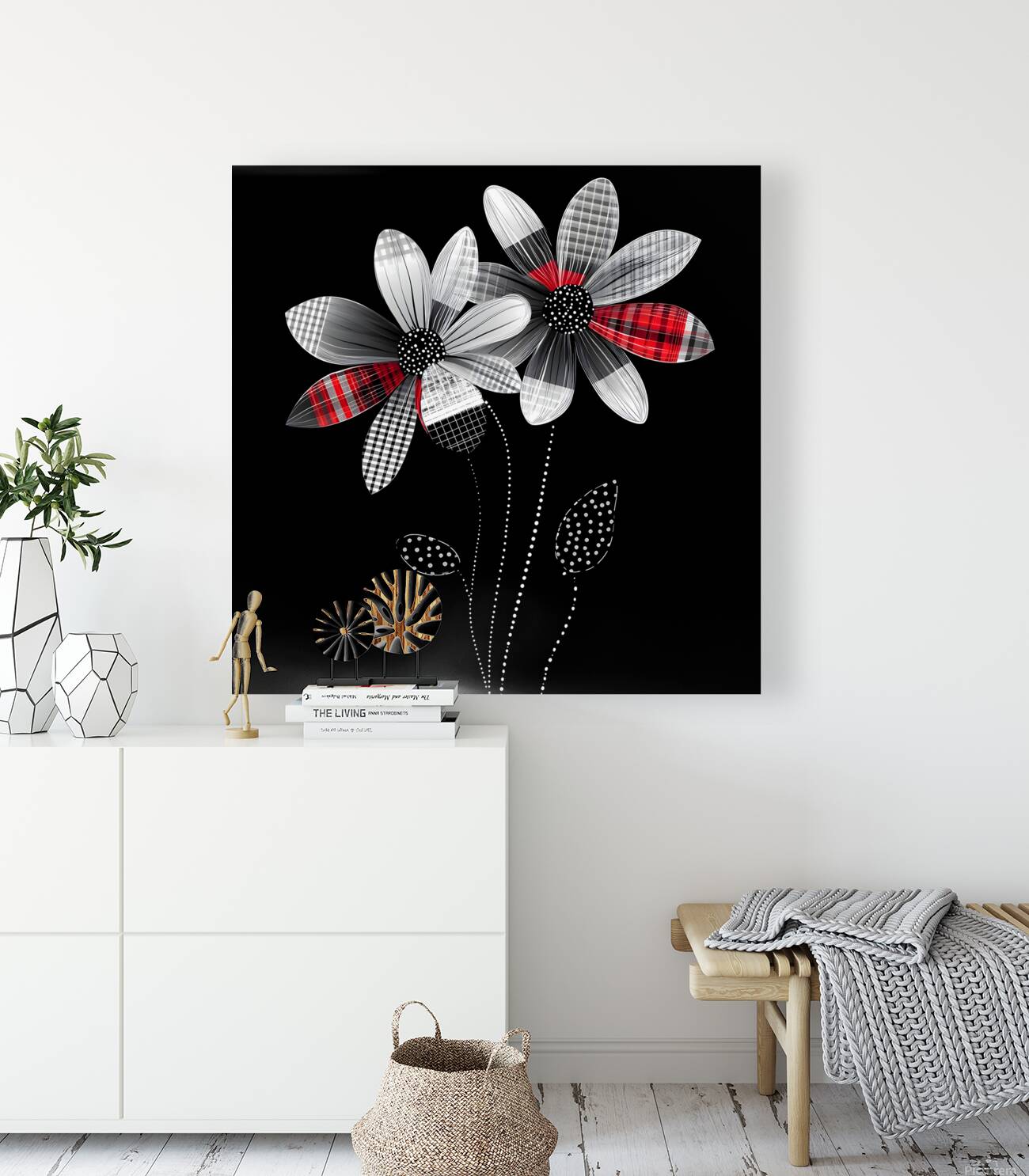 Plaid Botanica 26 - Contemporary Floral Art Prints Reproduction