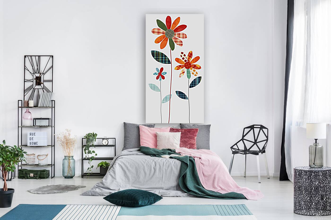 Plaid Botanica 27 - Contemporary Floral Art Prints Reproduction