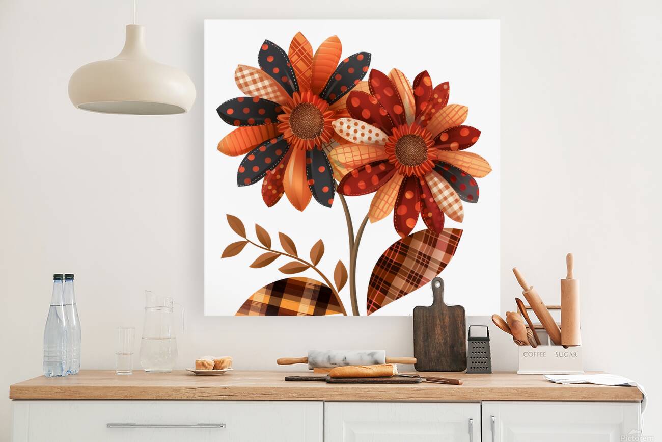 Plaid Botanica 28 - Modern Floral Art Prints Reproduction
