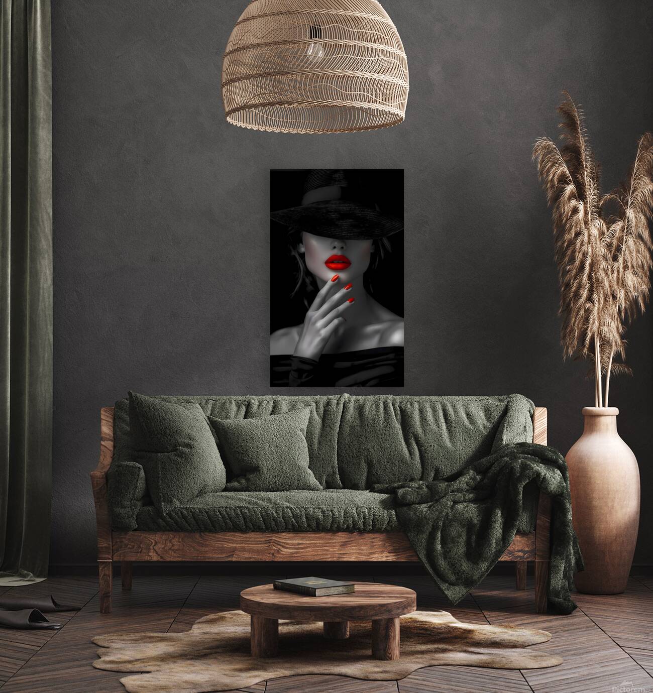 The Red Seduction - Noir Fashion Portrait Art Prints Reproduction