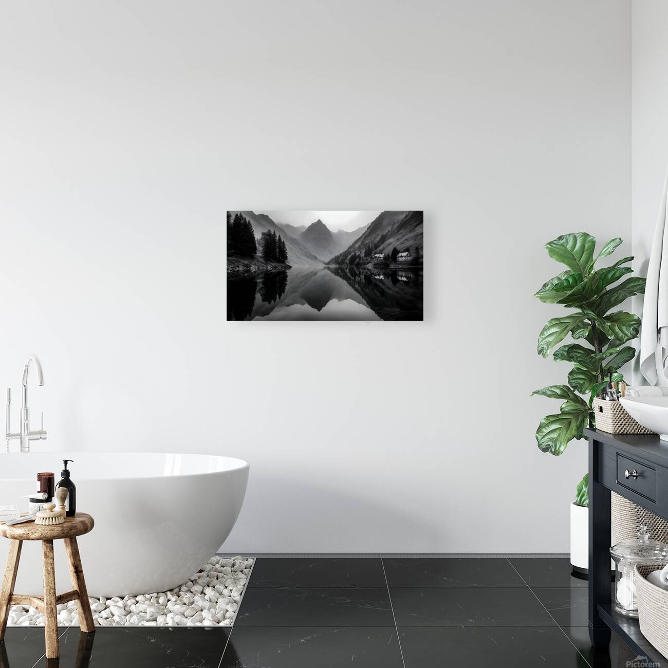 The Mirror Of Solitude - Monochrome Landscape Art Prints Reproduction