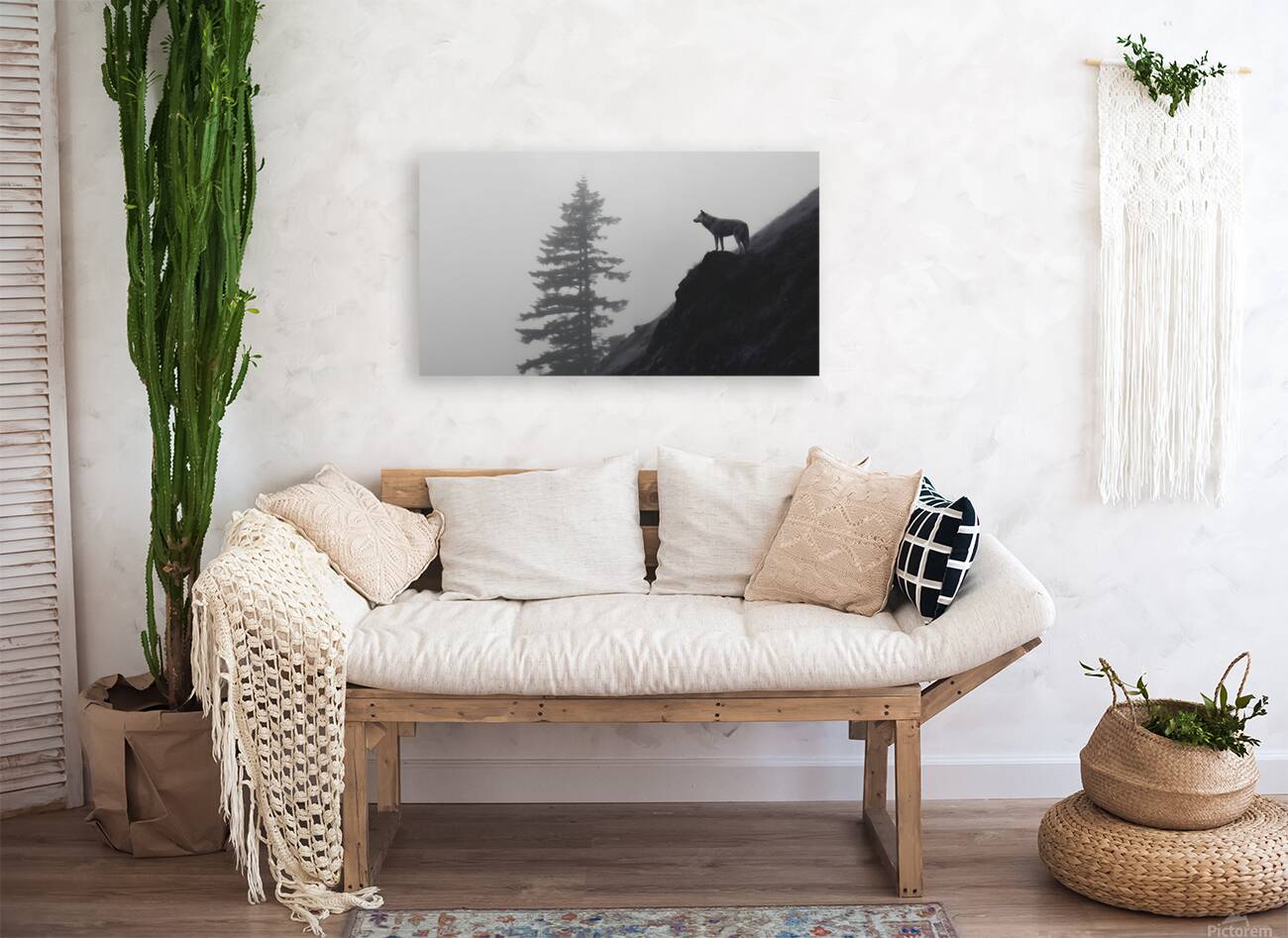 Misty Morning Lookout - Monochrome Landscape Art Prints Reproduction