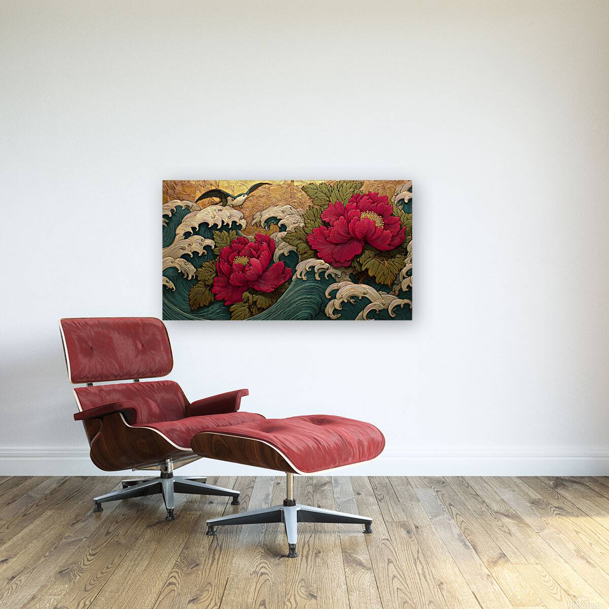 Hana To Nami No Uta 花と波の詩 - Poem Of Flowers And Waves - Japanese Floral Seascape Art Prints Reproduction