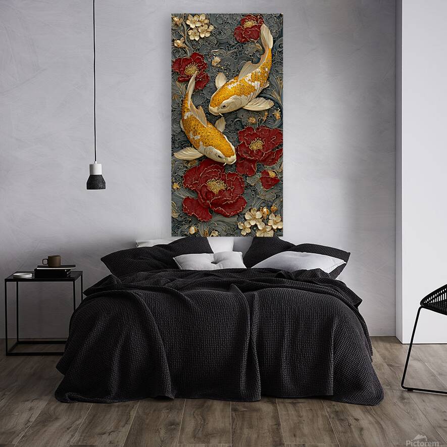 Seinaru Kin No Takara 聖なる金の宝 - Sacred Golden Treasure - Koi Pond Art Prints Reproduction