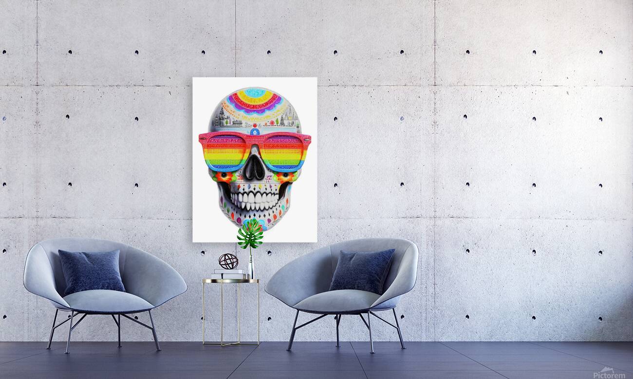 Calavera Del Arcoiris - Rainbow Skull - Dia de los Muertos Art Prints Reproduction