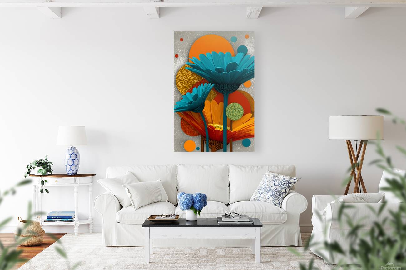 Atomic Petals – Modern Floral Art Print Reproduction