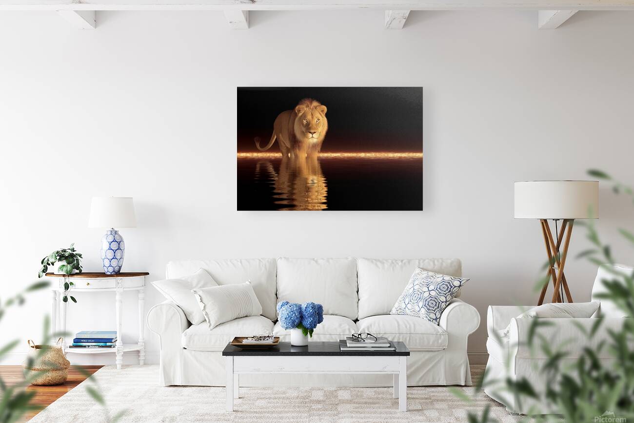 Crowned Silence – Lion Reflection Print Reproduction