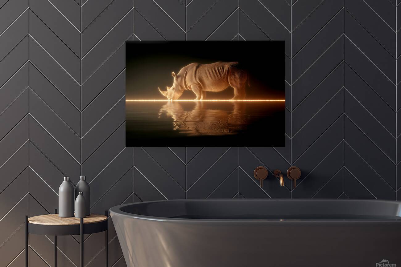 Luminous Giant – Rhinoceros Reflection Print Reproduction