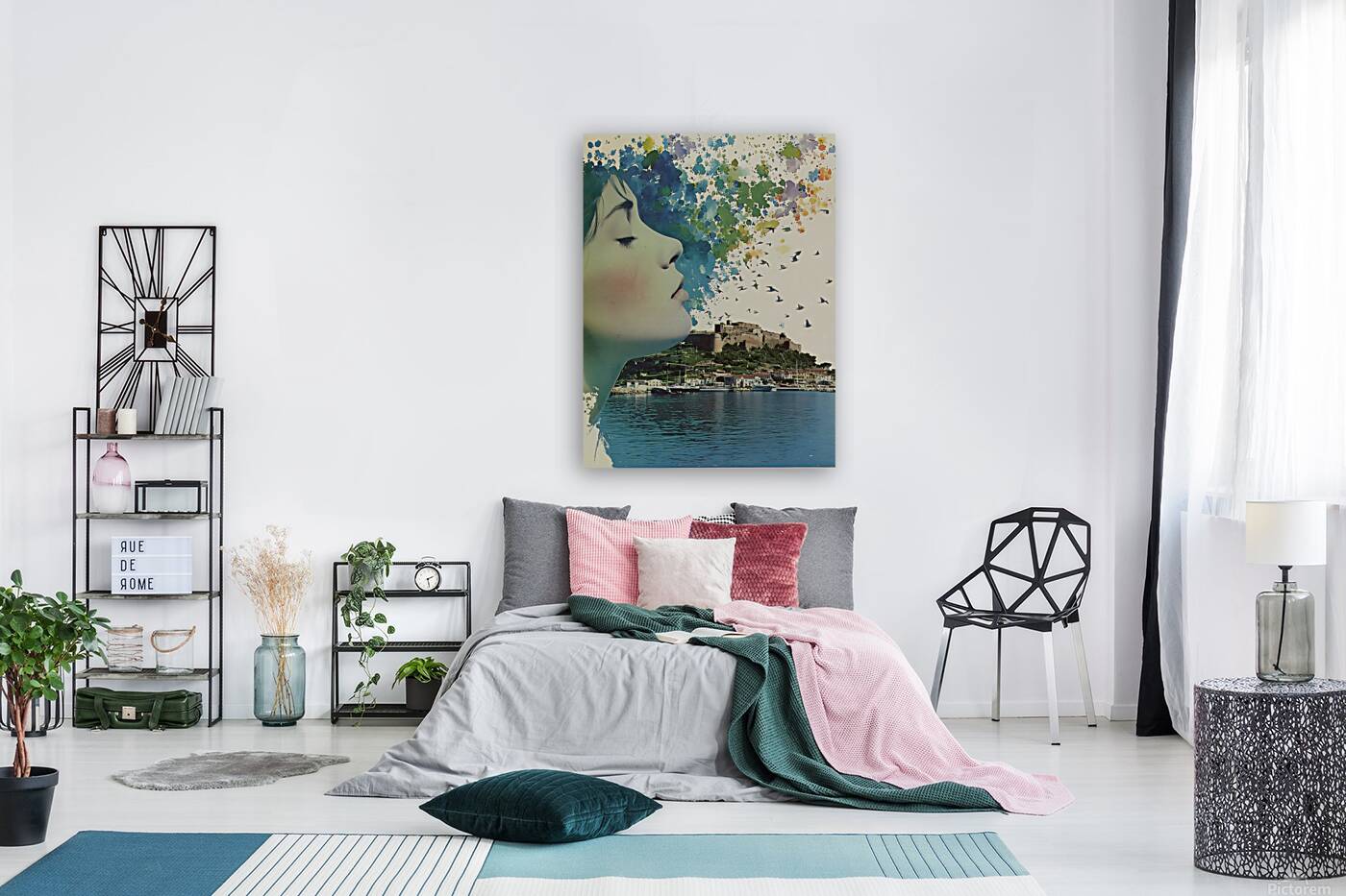 Memories in Blue – Vintage Collage Poster Art Print Reproduction