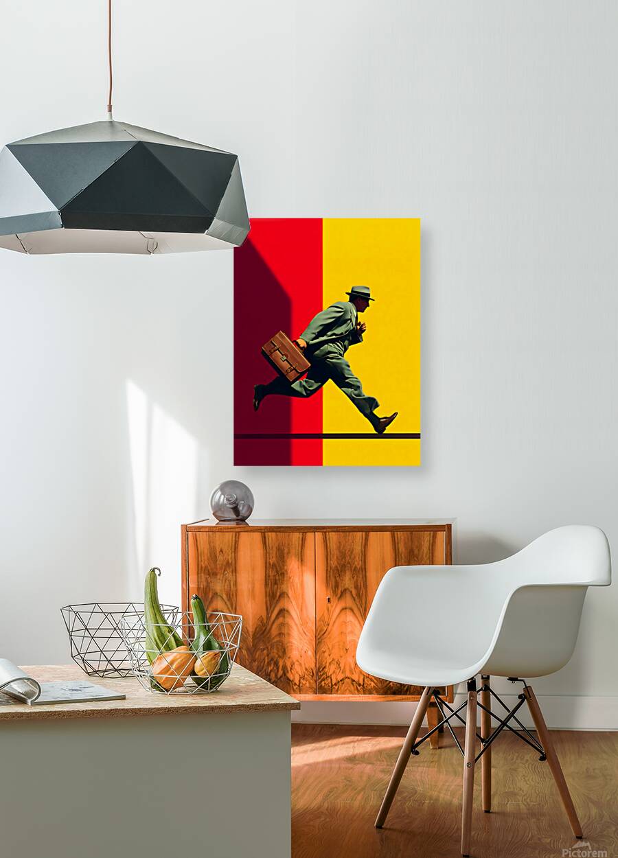 The Man Who Ran from Time – Surreal Poster Art Print Reproduction