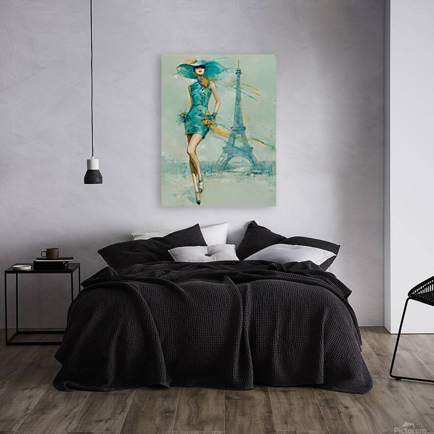 The Lady in Turquoise – Vintage Fashion Art Print Reproduction