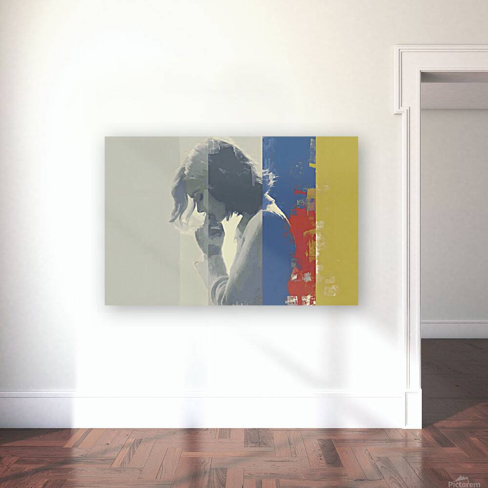 Abstract Portrait in Primary Hues – Women’s Portrait Art Print Reproduction