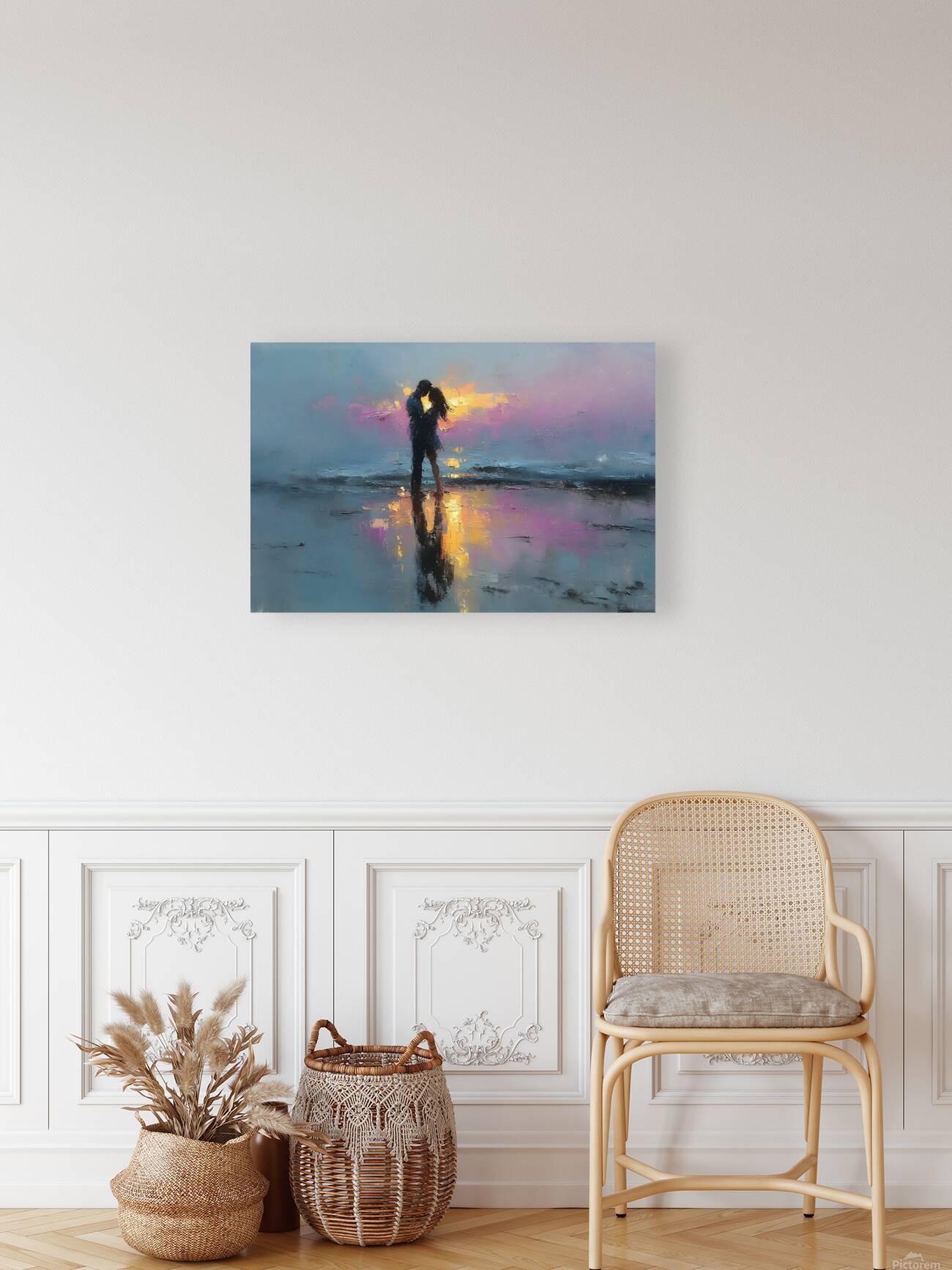 Sunset Kiss – Romantic Seascape Art Print Reproduction