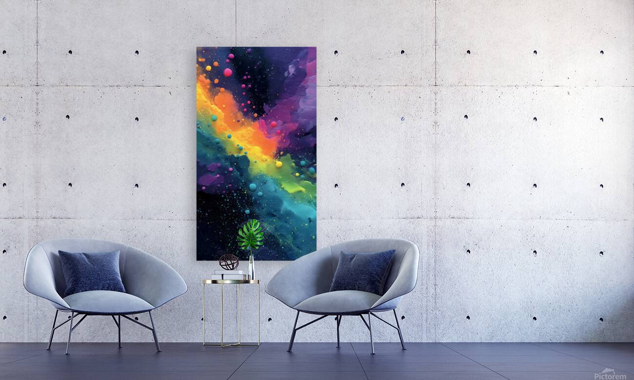 Cosmic Drift – Neon Galaxy Abstract Print Reproduction