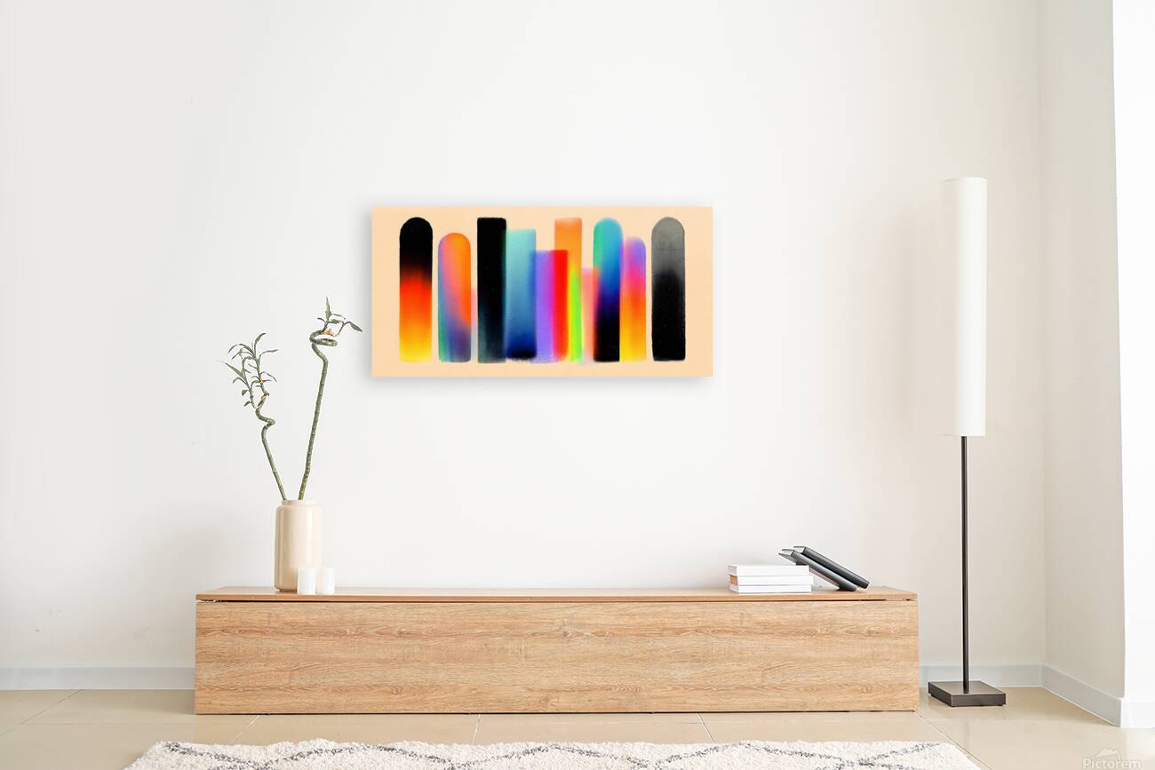 Chromatic Towers – Gradient Bar Abstract Print Reproduction