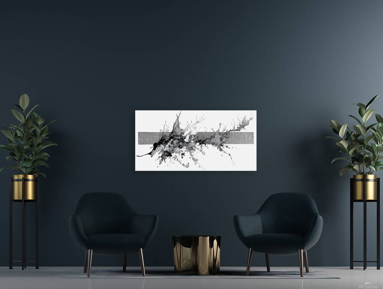 Mono Surge – Minimalist Ink Splash Abstract Print Reproduction