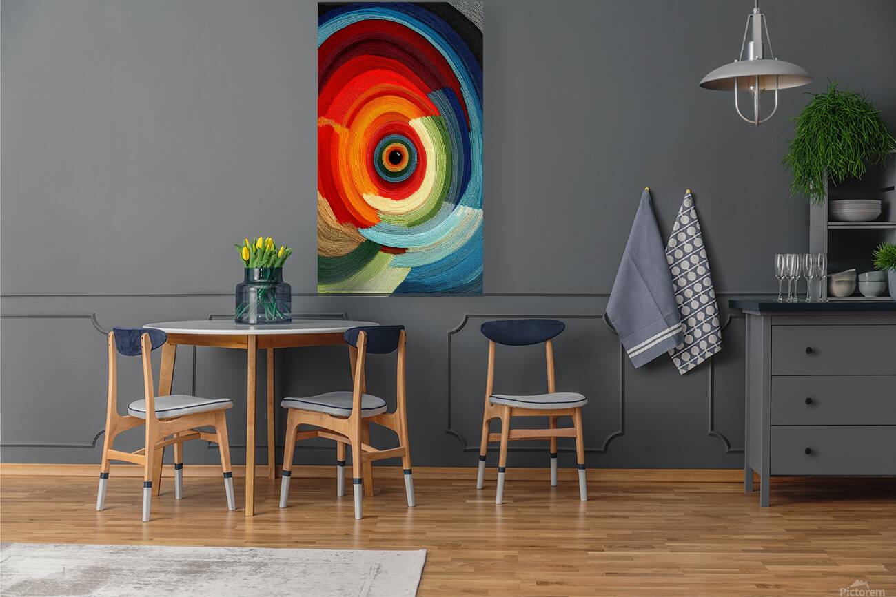 Chromatic Whirlpool – Beaded Concentric Abstract Print Reproduction