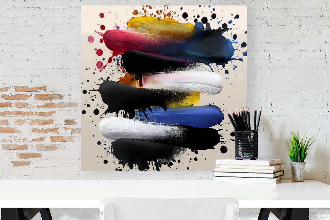 Stacked Tides – Layered Brush Columns Print Reproduction