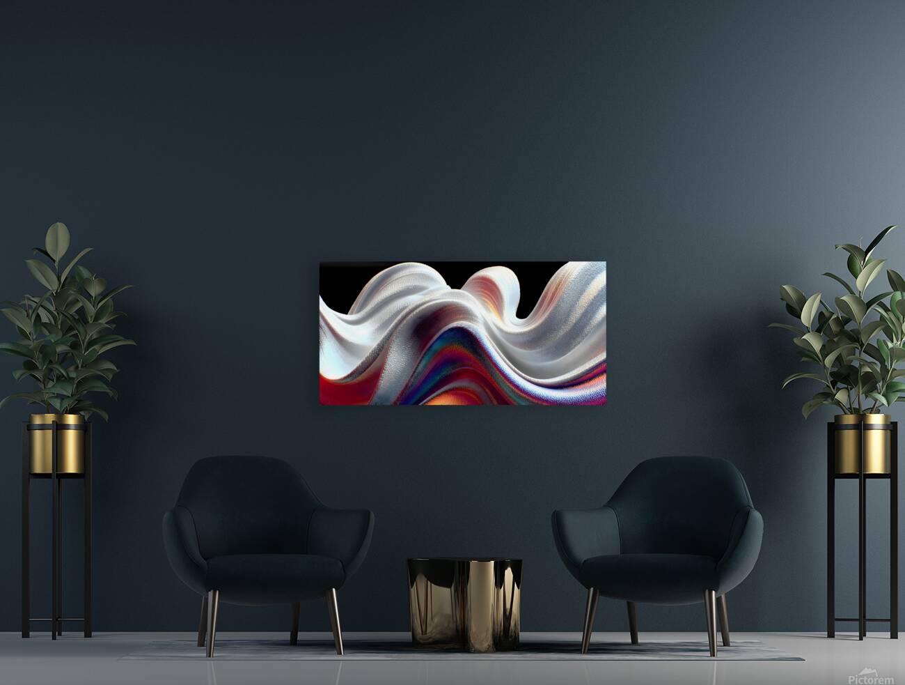 Silver Serpentine – Minimal Monochrome Curve Print Reproduction