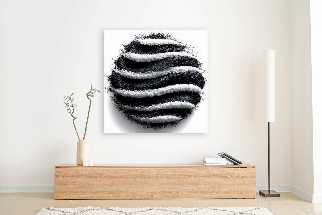 Lunar Strata – Layered Monochrome Sphere Print Reproduction
