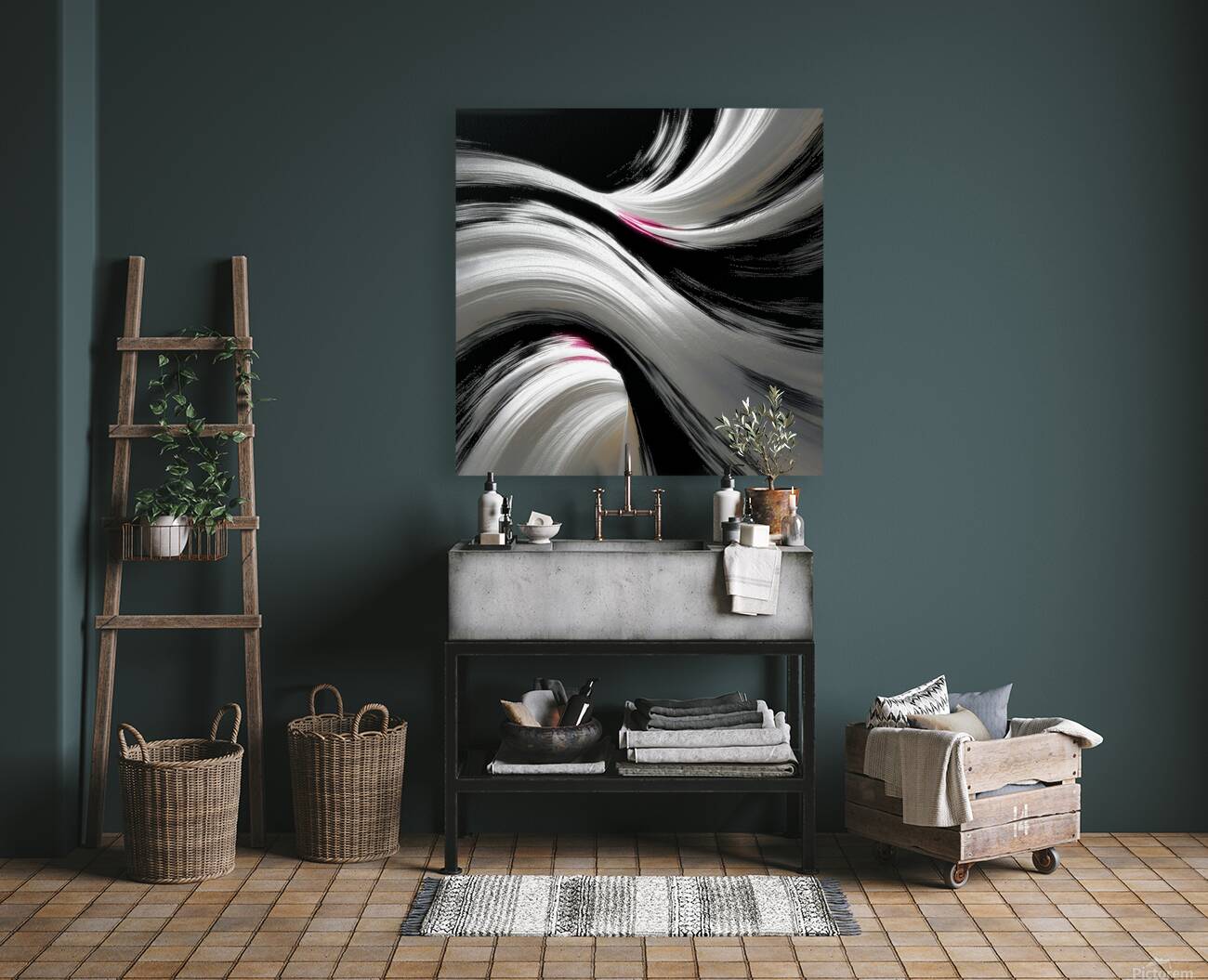 Silk Currents – Black & White Flow Print Reproduction