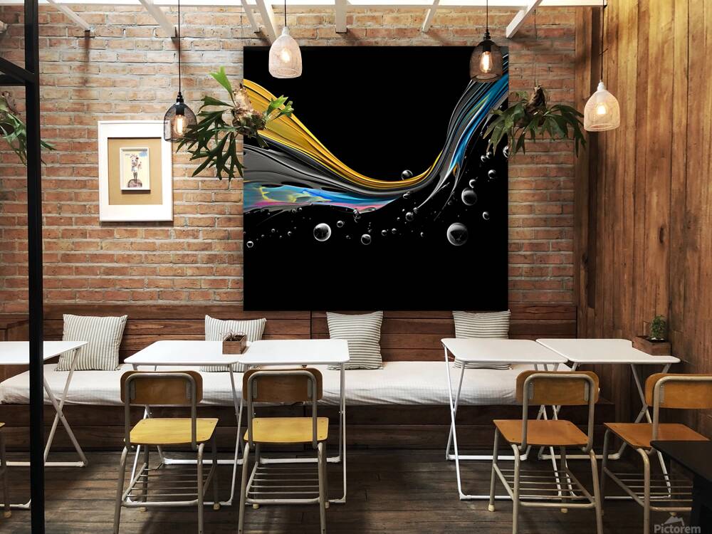 Night Tide – Gold Current Abstract Print Reproduction