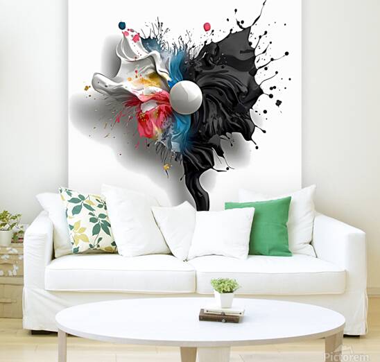 Contrast Singularity – High-Impact Paint Splash Abstract Reproduction