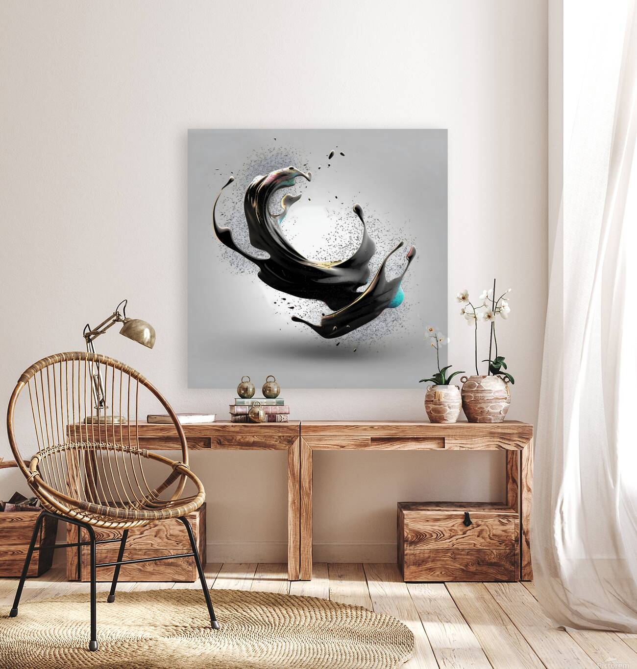 Orbiting Ink – Fluid Monochrome Motion Print Reproduction