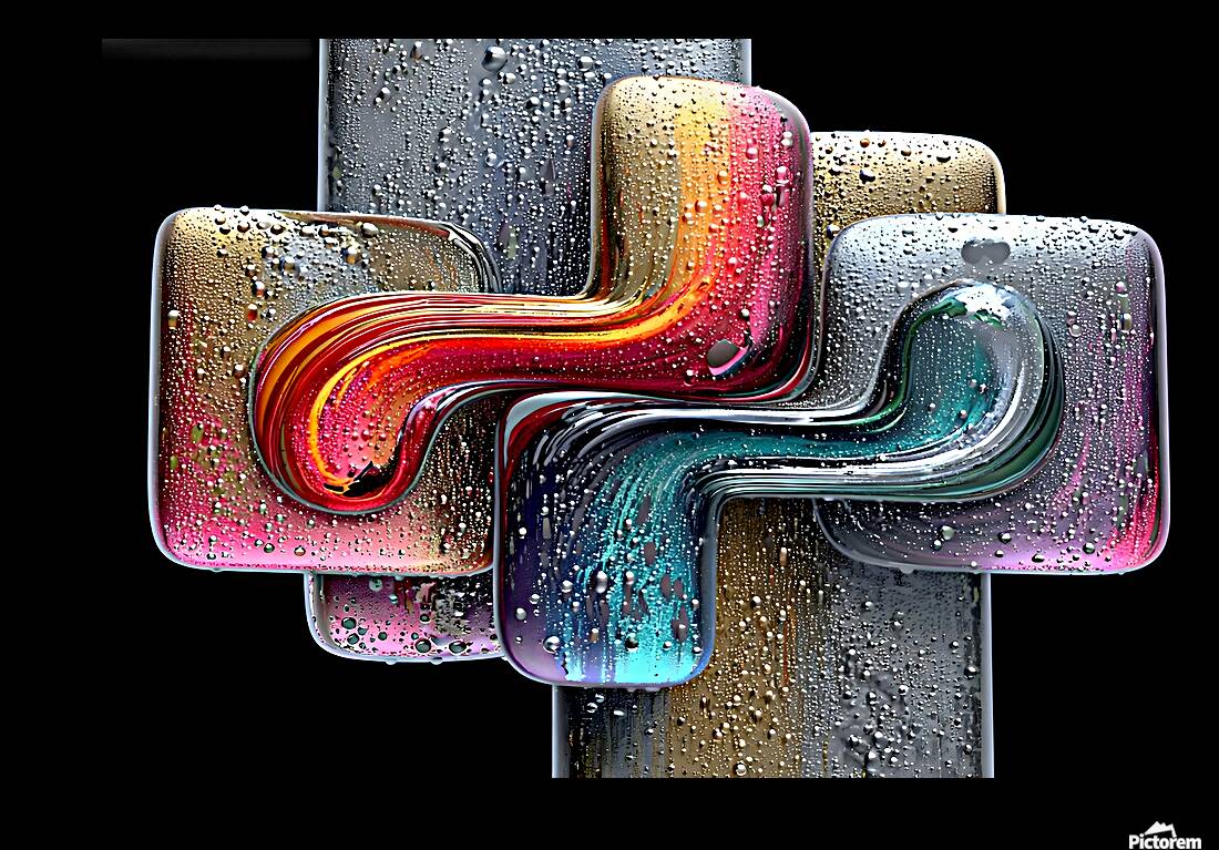 Puzzle Links – Interlocking Color Blocks Print Reproduction