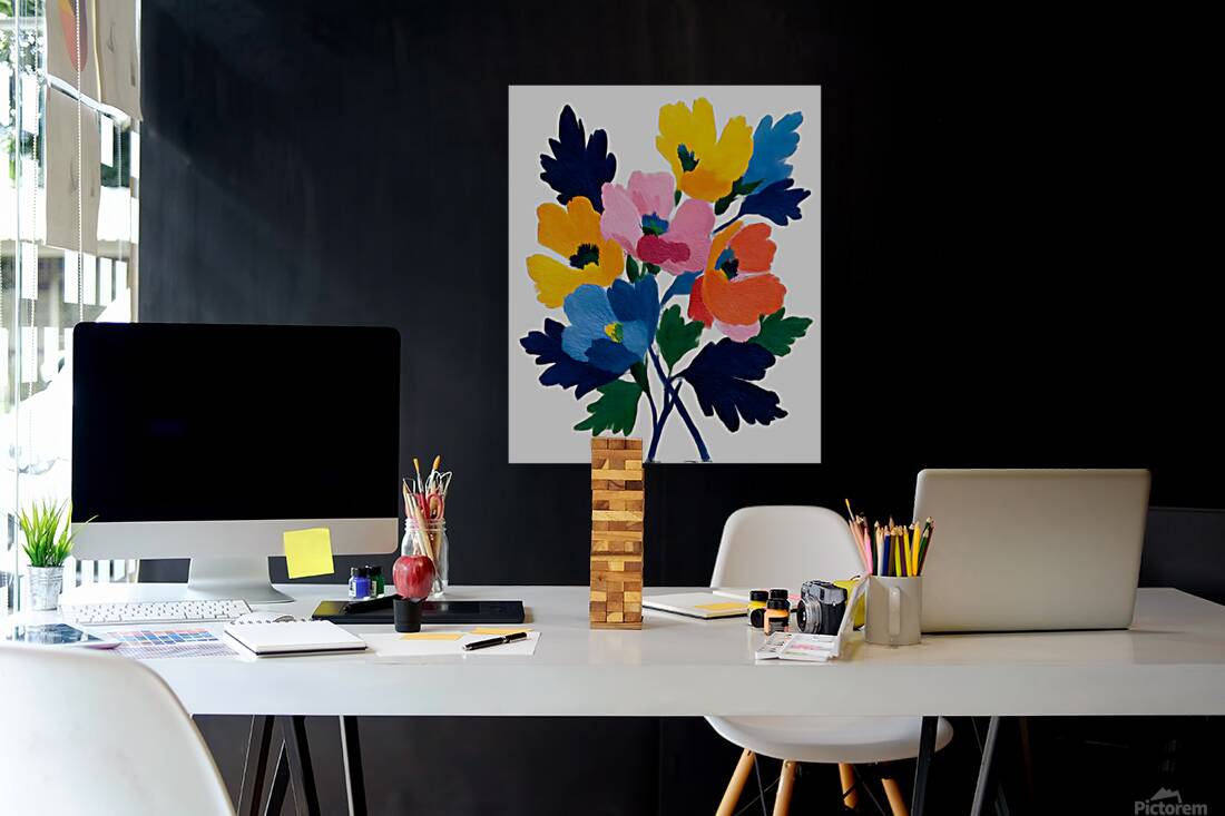 Colorblock Bouquet – Bold Abstract Floral Print Reproduction