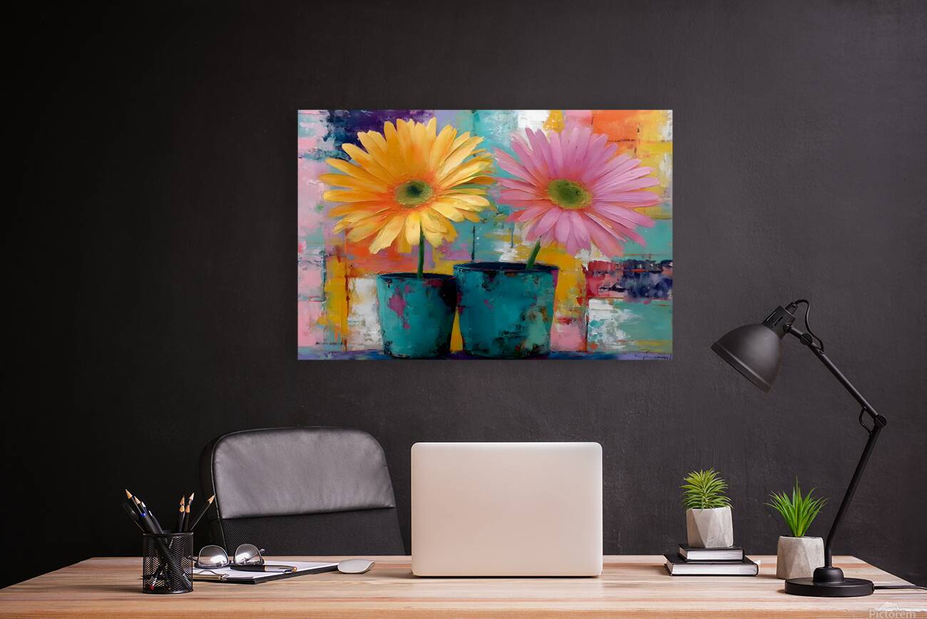 Patio Pots – Cheerful Gerbera Duo Print Reproduction