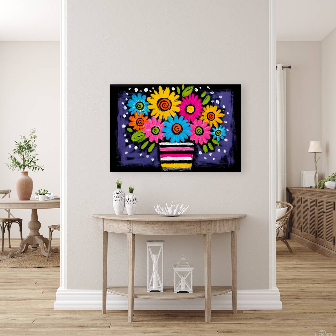 Party in a Planter – Playful Folk Pop Floral Print Reproduction