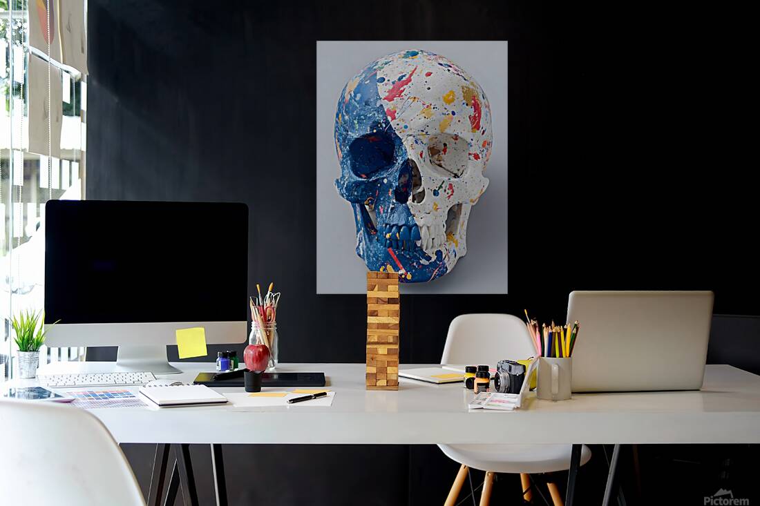 Indigo Soul – Blue and White Skull Print Reproduction