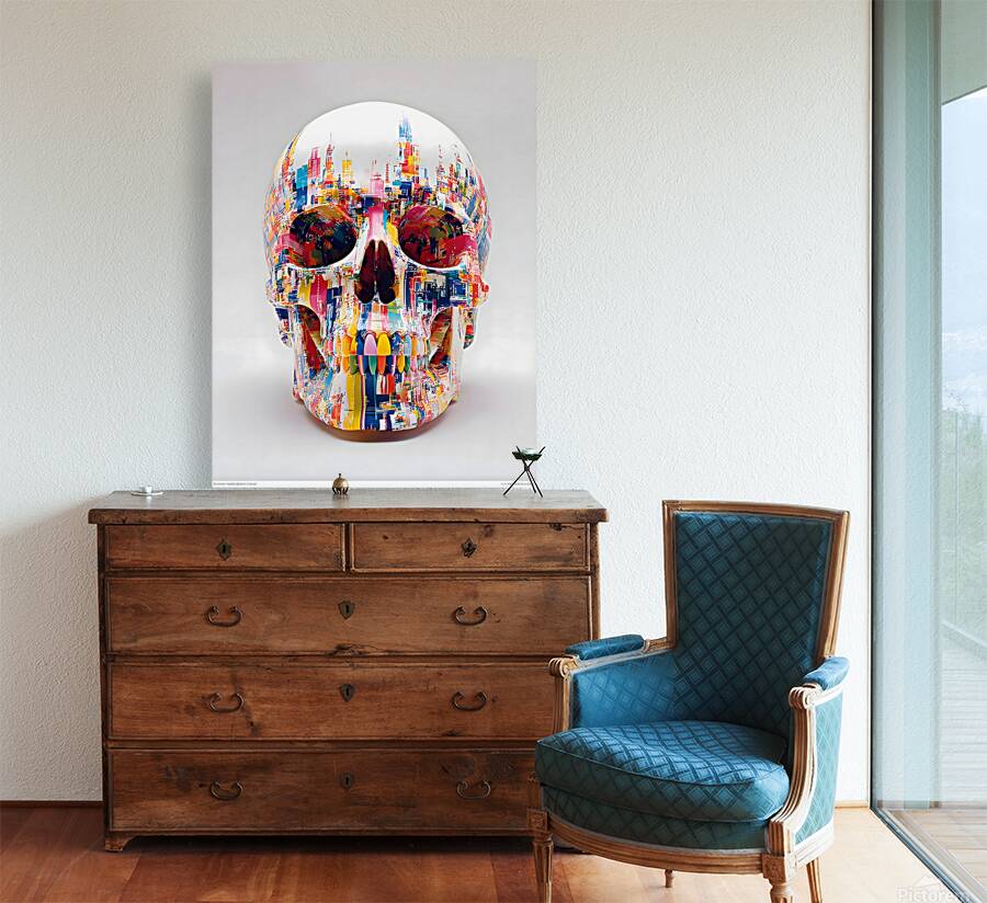 The Architect – Color Grid Skull Print Reproduction