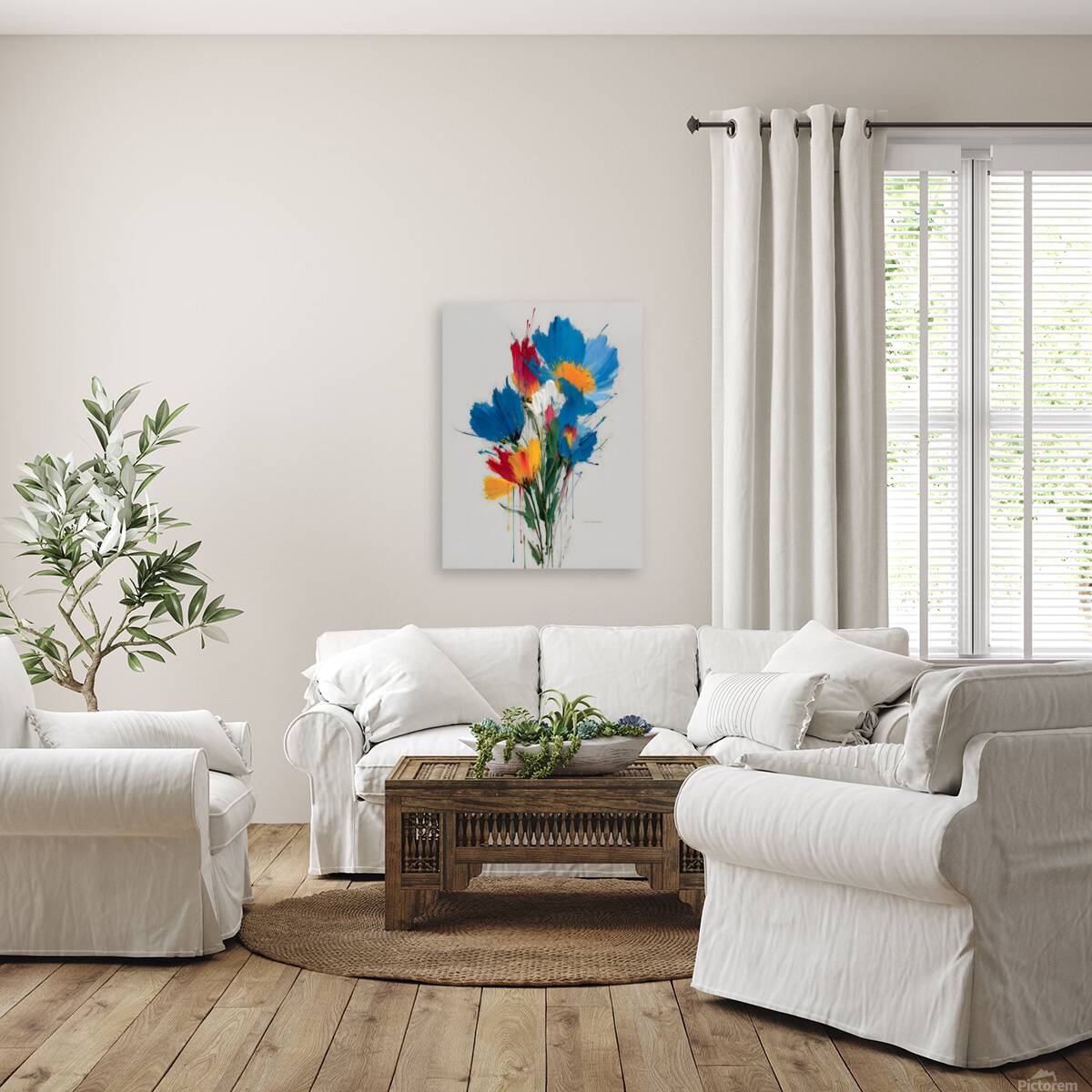 Primary Bloom – Abstract Floral Energy Print Reproduction