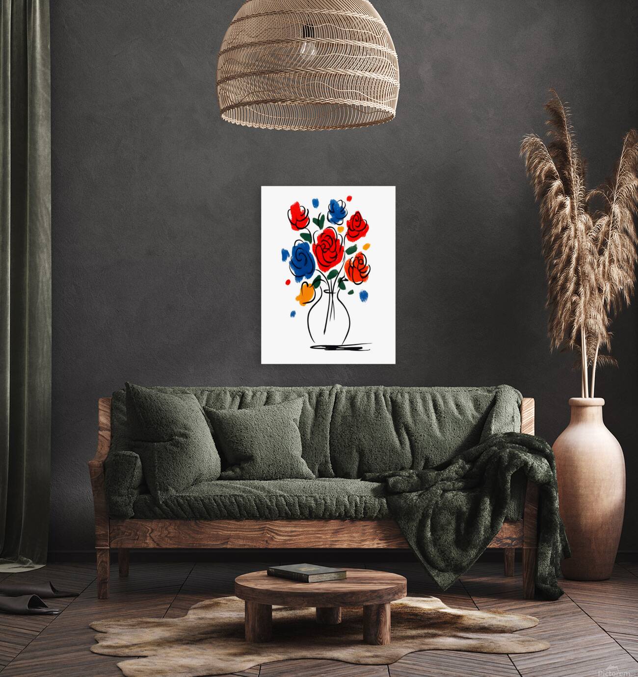 Joyful Lines – Modern Abstract Bouquet Print Reproduction