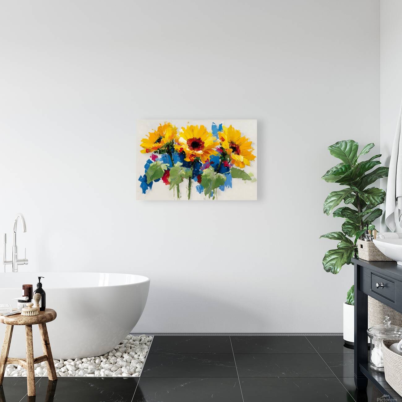 Palette of Sunlight – Sunflower Impasto Print Reproduction