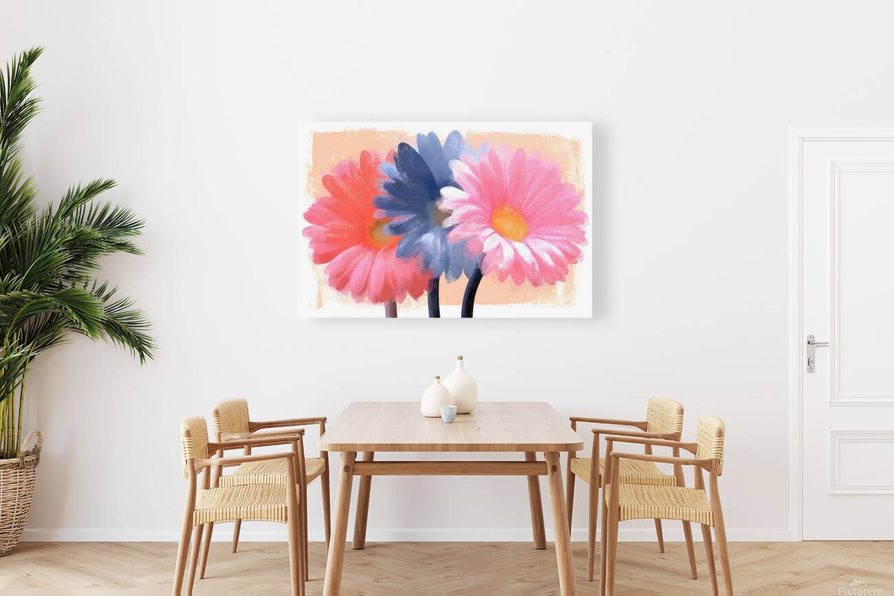 Cotton Candy Gerbera – Pink Blue Daisy Print Reproduction
